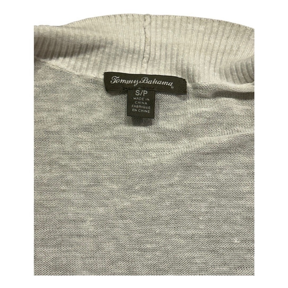Tommy Bahama Size Small Ivory/ Off White Lea Open 100% Linen Cardigan Open Front - Picture 4 of 8